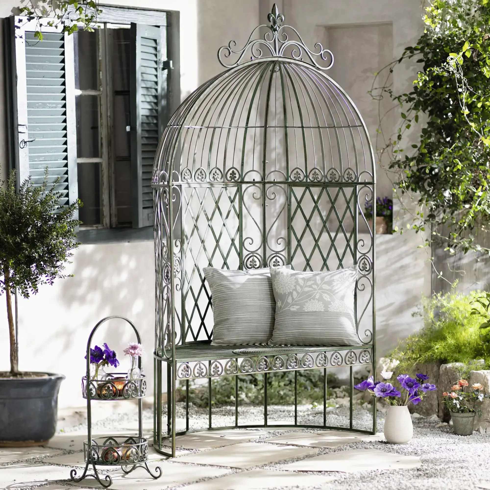 Gartensessel & Gartenstühle|Sitzbänke|Frank Handels GmbH & Co. KG Baldachinbank "Ornamente"