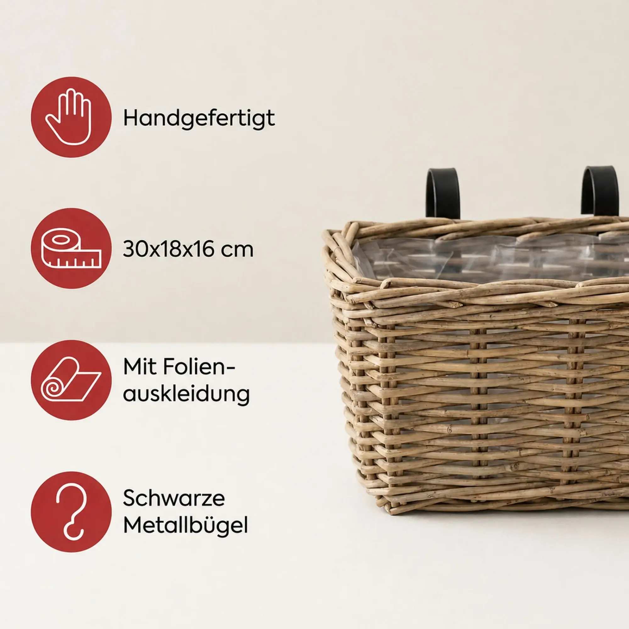 Herbstgarten|Pflanzkörbe|Frank Handels GmbH & Co. KG Balkonpflanzer "Rattan", klein