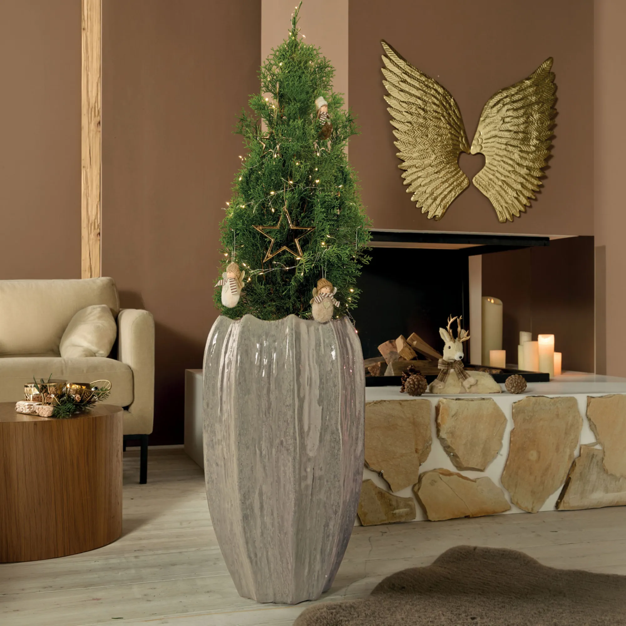Home&Living - Deko|Übertöpfe|Frank Handels GmbH & Co. KG Übertopf "Almond Beige"
