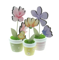 Kunstpflanzen|Frank Handels GmbH & Co. KG Blumendeko "Bunte Töpfchen", 3er Set