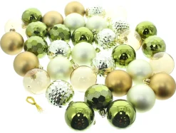 Weihnachtliche Dekokugeln|Baumschmuck|Frank Handels GmbH & Co. KG Christbaumkugel "Green & Gold", 36er Set