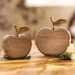 Deko- Und Wohnaccessoires|Herbstliche Dekofiguren|Frank Handels GmbH & Co. KG Deko-Apfel "Goldglanz", 2er Set