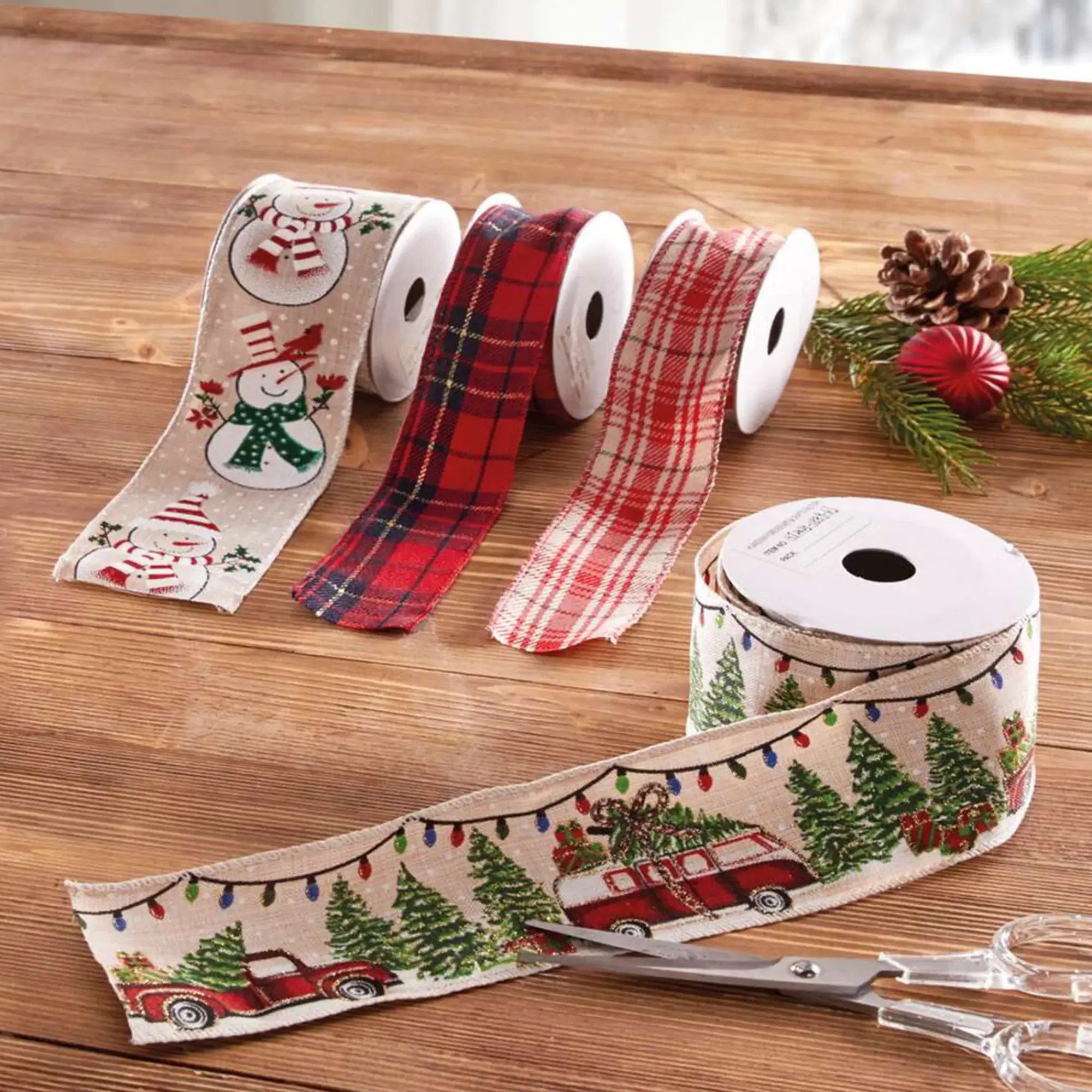 Zubehör Für Adventskränze|Weihnachtliche Kränze|Frank Handels GmbH & Co. KG Dekoband "Winterzeit", 4er Set