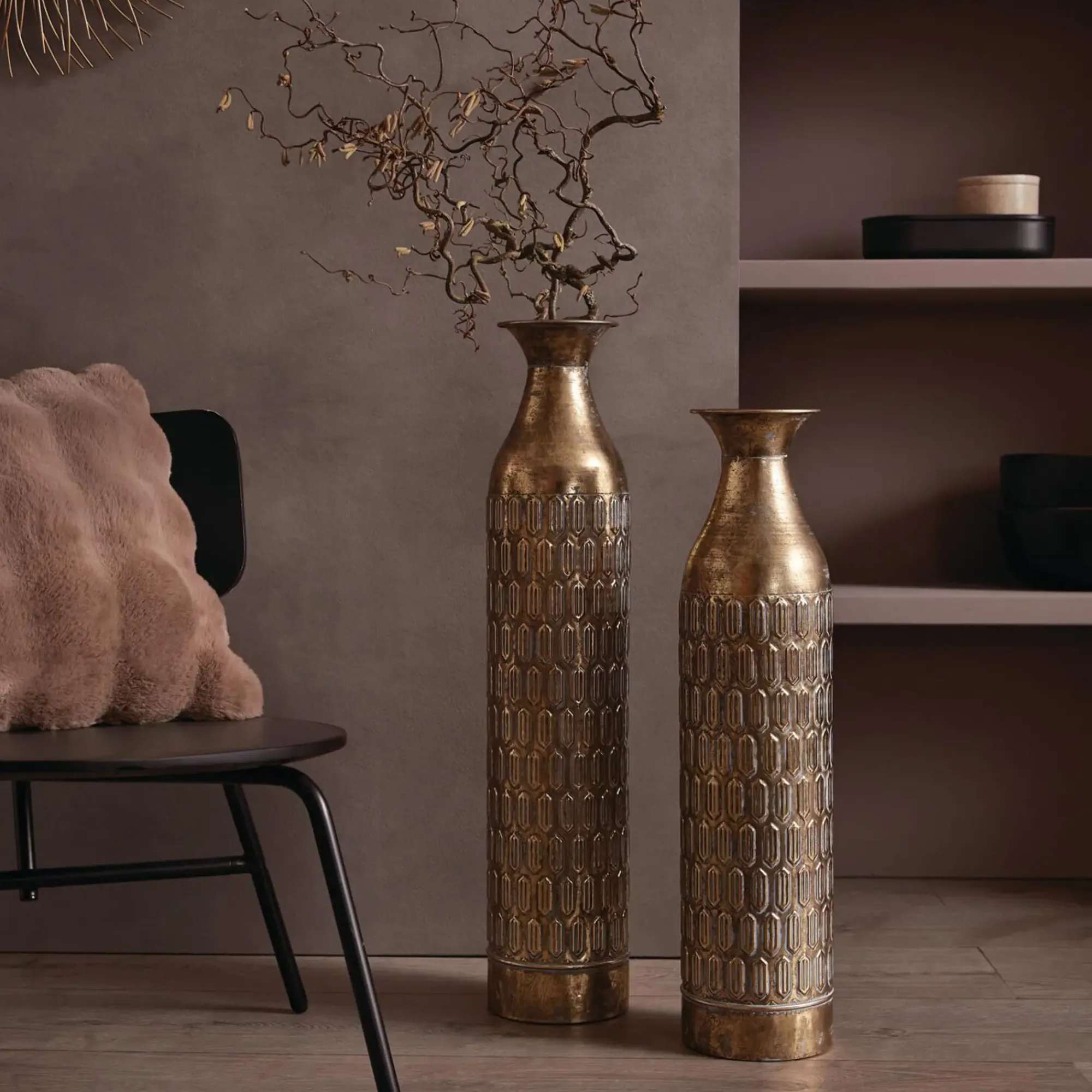 Dekovasen|Frank Handels GmbH & Co. KG Deko-Bodenvase "Gold", 2er Set