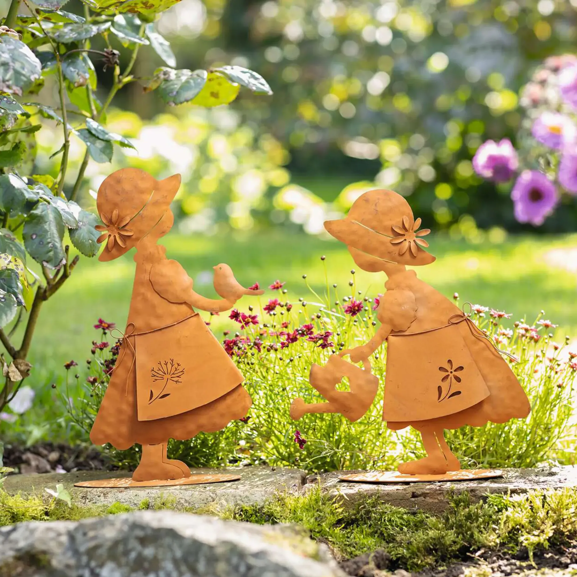 Gartenfiguren|Dekofiguren|Frank Handels GmbH & Co. KG Dekofigur "Mädchen", 2er Set