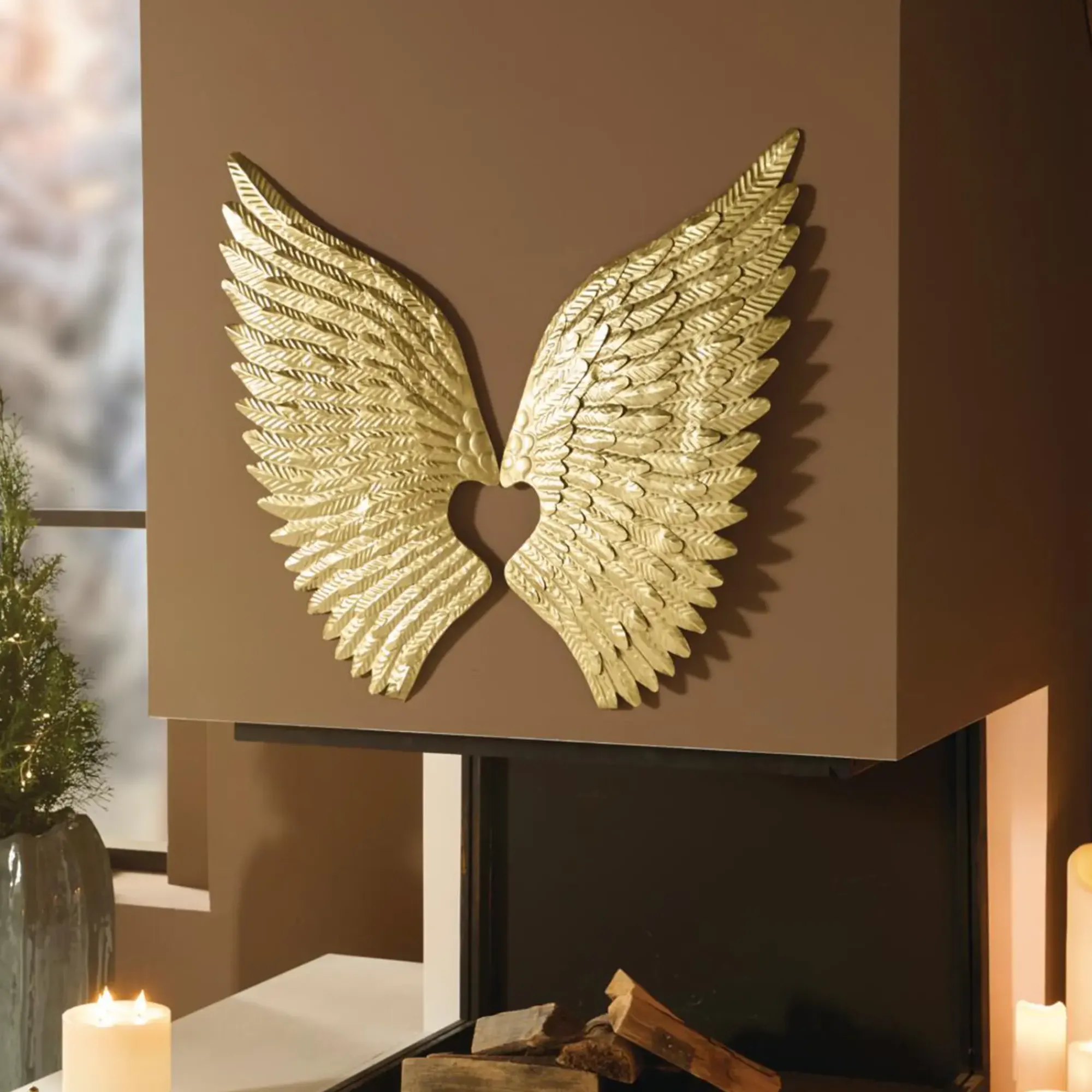 Weihnachtliche Wanddeko|Wanddeko|Frank Handels GmbH & Co. KG Deko-Flügel "Gold", 2tlg.