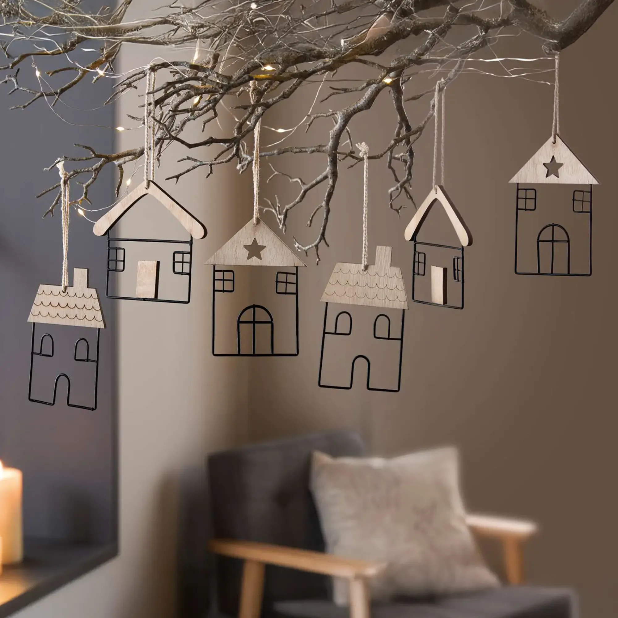 Dekohänger|Baumschmuck|Frank Handels GmbH & Co. KG Dekohänger "Häuser", 6er Set