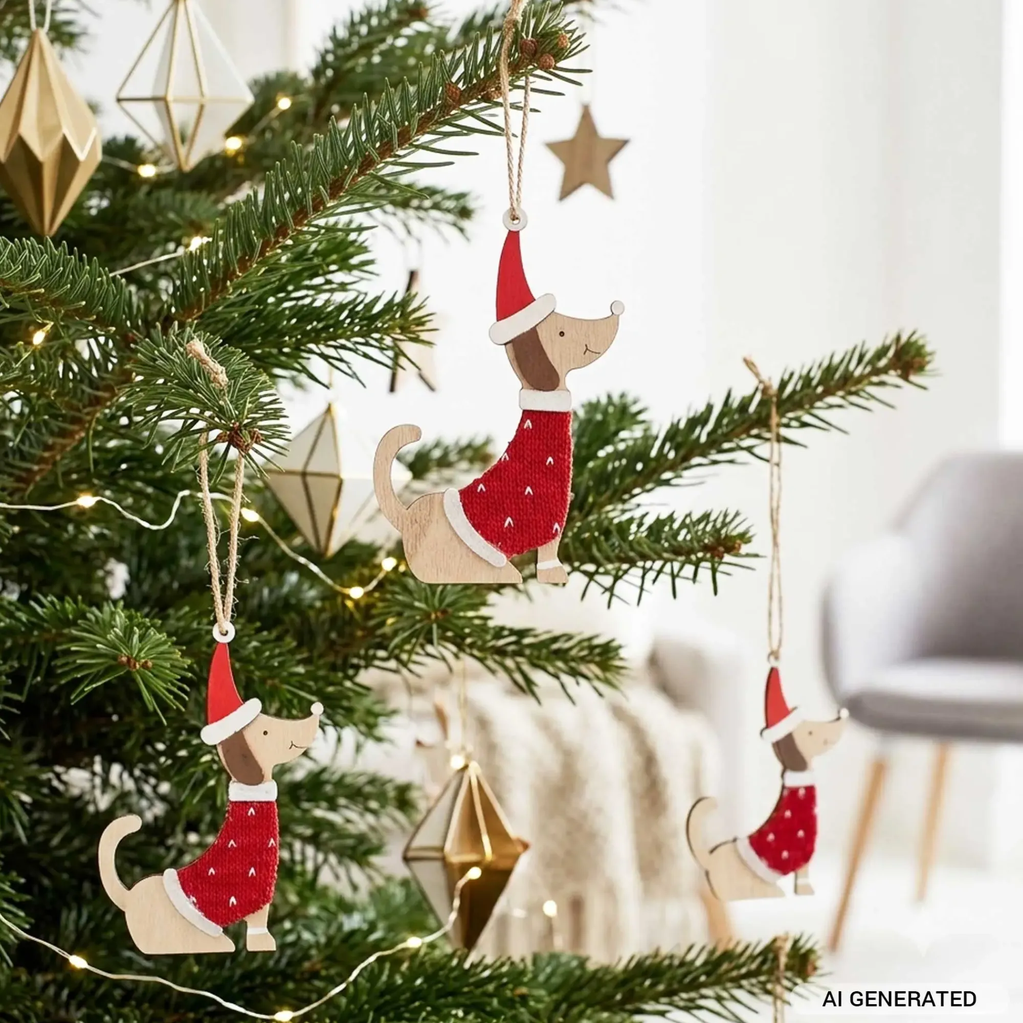 Dekohänger|Baumschmuck|Frank Handels GmbH & Co. KG Deko-Hänger "Weihnachtsdackel", 6er Set