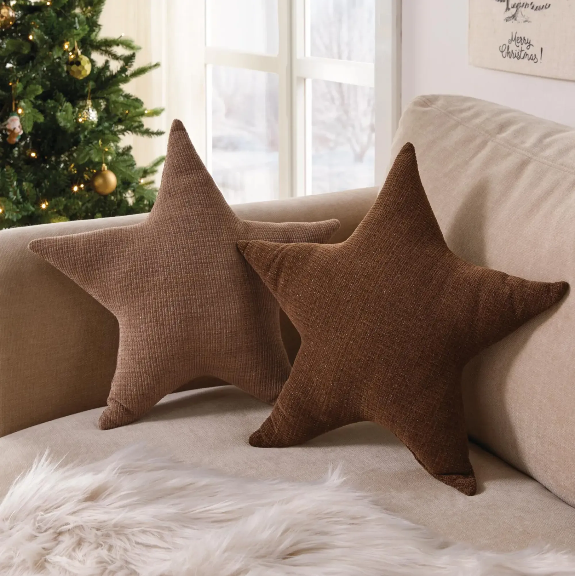 Weihnachtliche Kissen & Kissenhüllen|Sterne|Frank Handels GmbH & Co. KG Deko-Kissen "Stern", 2er Set