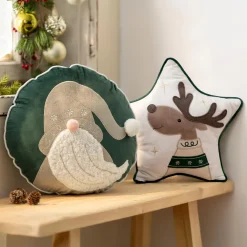 Weihnachtliche Kissen & Kissenhüllen|Frank Handels GmbH & Co. KG Deko-Kissen "Stern mit Elch"