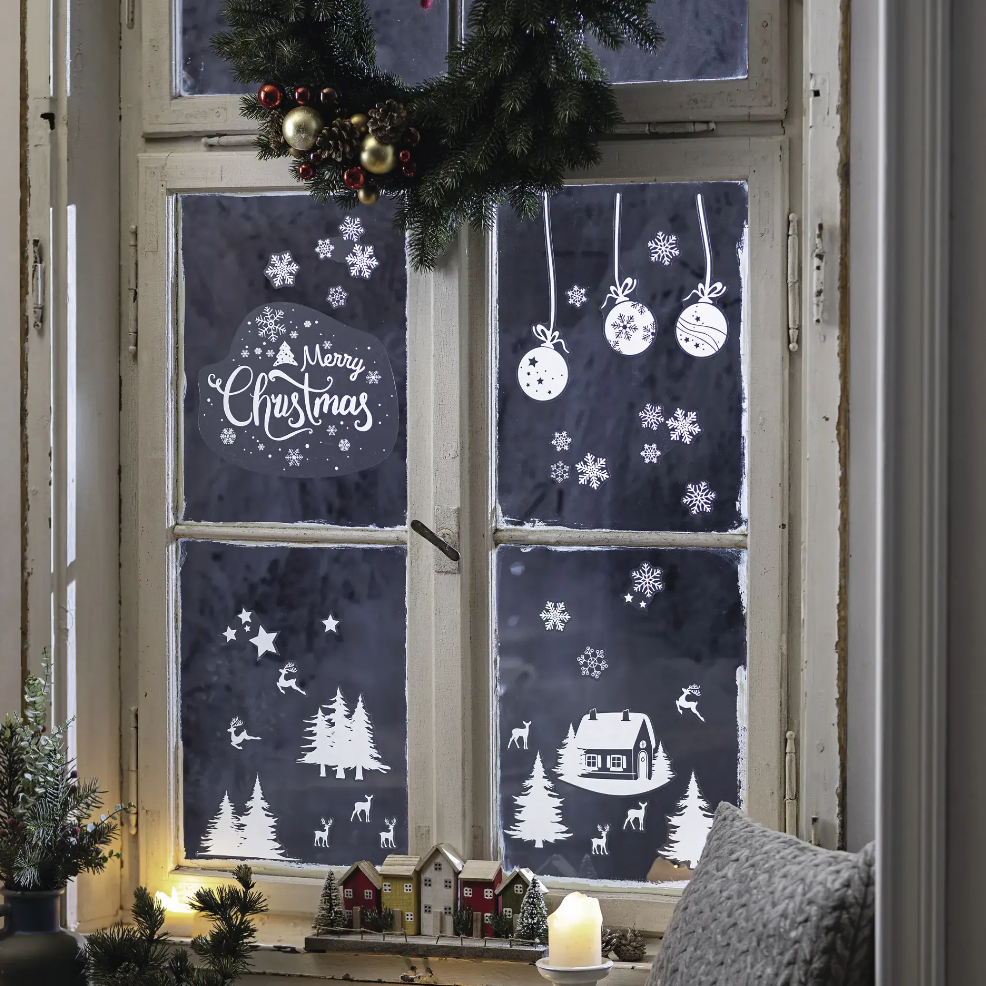 Weihnachtliche Wanddeko|Sterne|Frank Handels GmbH & Co. KG Fenstersticker "Merry Christmas", 33er Set