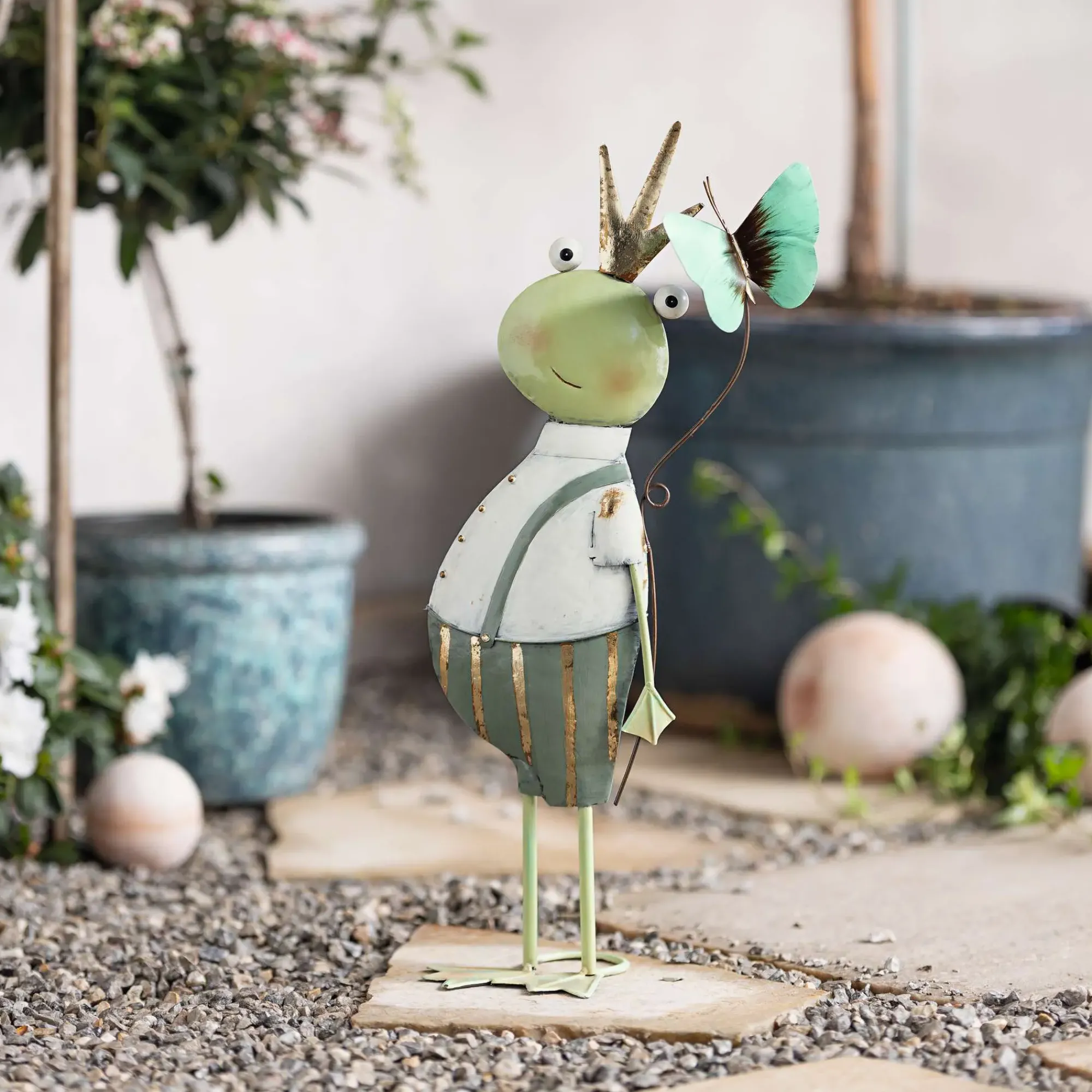 Gartenfiguren|Dekofiguren|Frank Handels GmbH & Co. KG Figur "Frosch mit Schmetterling"
