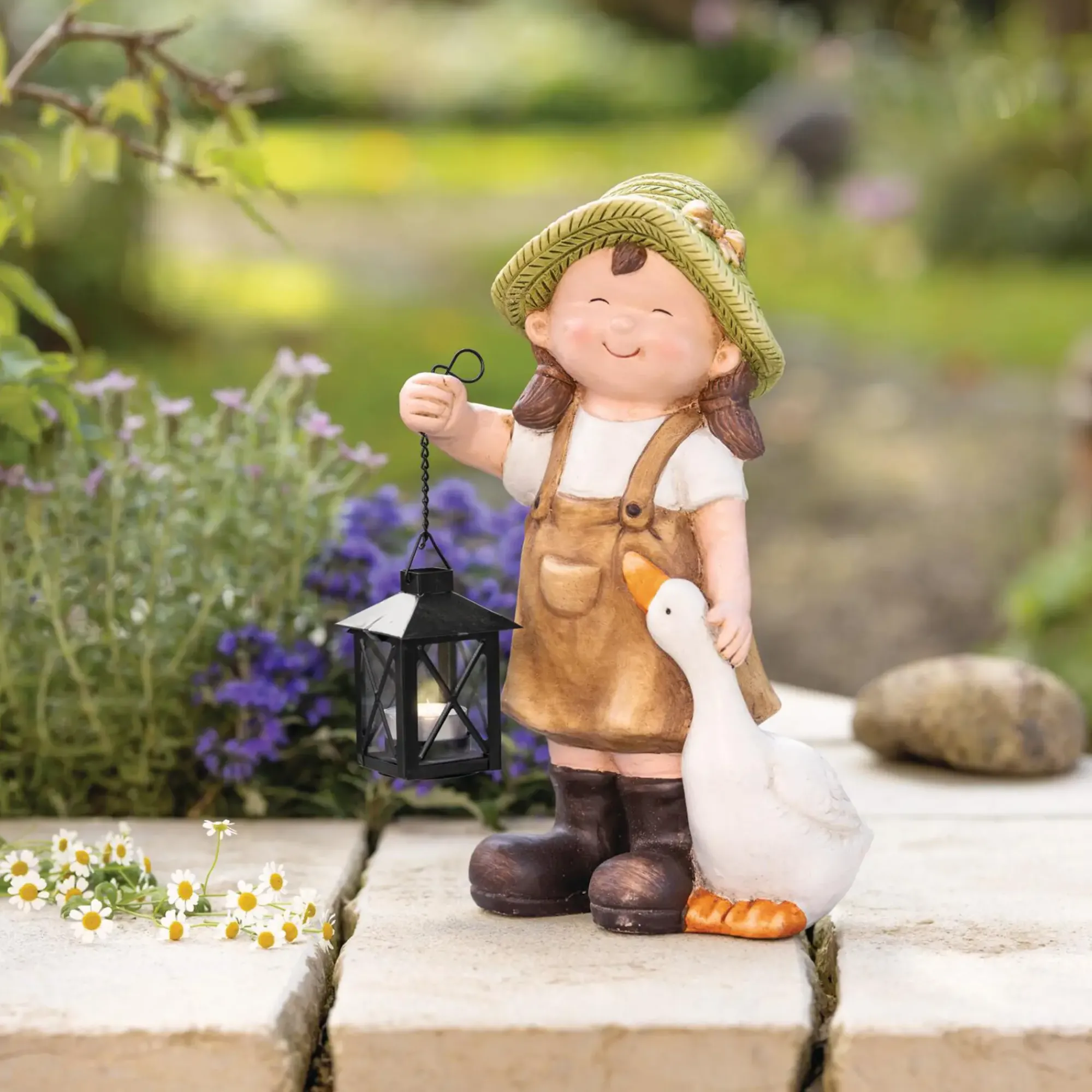 Dekohänger|Gartenfiguren|Frank Handels GmbH & Co. KG Figur "Mädchen mit Gans"