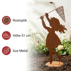 Gartenfiguren|Dekofiguren|Frank Handels GmbH & Co. KG Figur "Mädchen mit Netz"