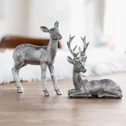 Weihnachtliche Dekofiguren|Chalet & Hütte|Frank Handels GmbH & Co. KG Figur "Reh & Hirsch", 2er Set