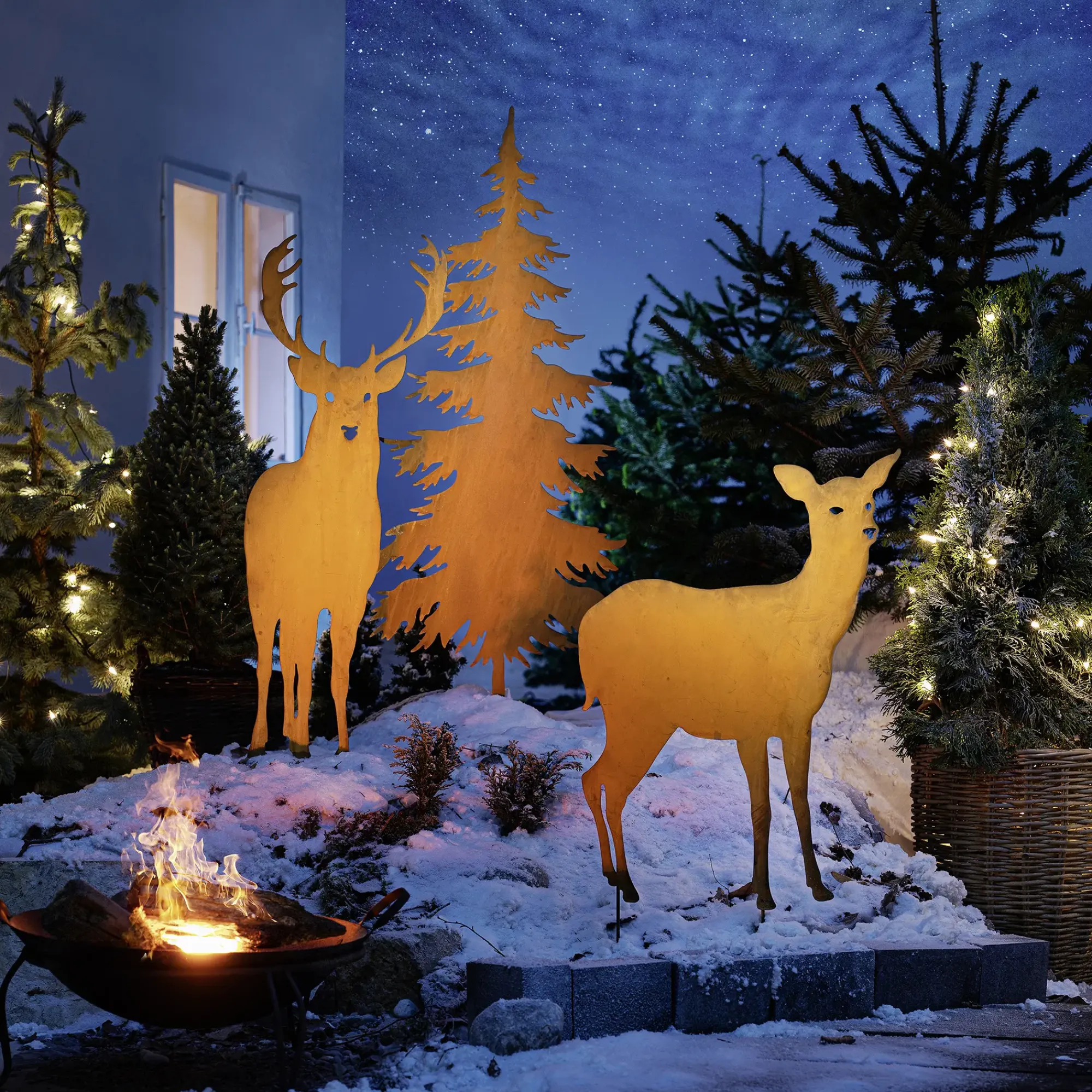 Weihnachtliche Streuer & Stecker|Figuren Für Den Garten|Frank Handels GmbH & Co. KG Gartenstecker "Hirsch"