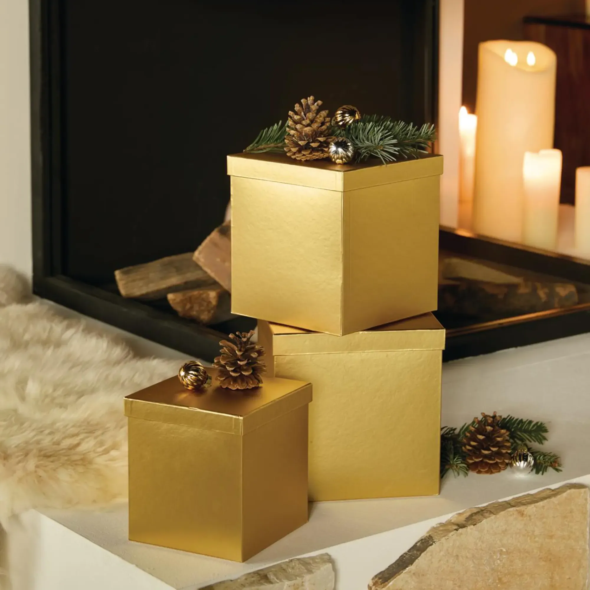 Geschenktaschen & -Säckchen|Geschenkboxen|Frank Handels GmbH & Co. KG Geschenkbox "Goldschimmer", 3er Set