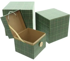 Geschenktaschen & -Säckchen|Geschenkboxen|Frank Handels GmbH & Co. KG Geschenkbox "Grün kariert", 3er Set