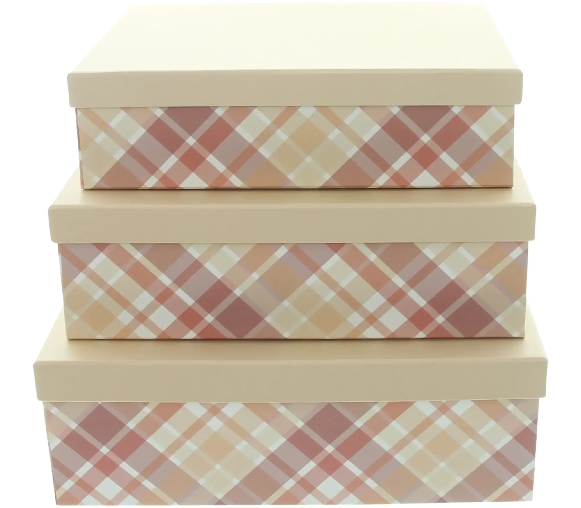 Geschenktaschen & -Säckchen|Geschenktaschen|Frank Handels GmbH & Co. KG Geschenkbox "Kariert", 3er Set