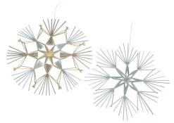 Dekohänger|Baumschmuck|Frank Handels GmbH & Co. KG Großer Strohstern "Eisblau", 2er Set