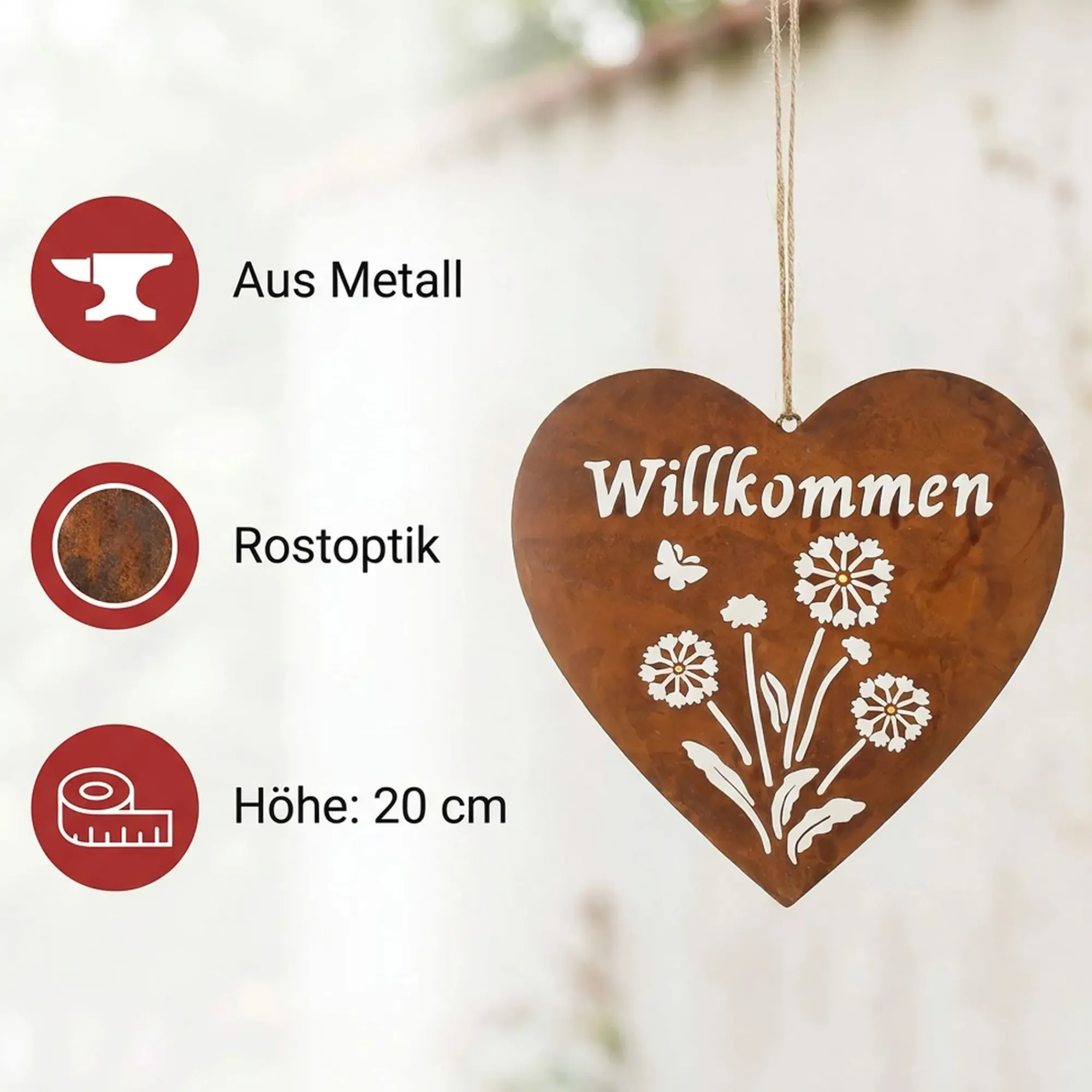 Herbstgarten|Dekohänger|Frank Handels GmbH & Co. KG Herzhänger "Willkommen"