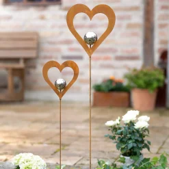 Herbstgarten|Gartenstecker|Frank Handels GmbH & Co. KG Herzstecker "Silberkugel", 2er Set