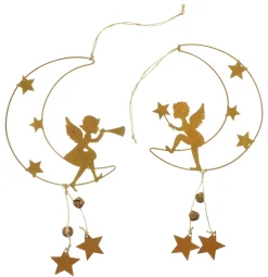 Dekohänger|Baumschmuck|Frank Handels GmbH & Co. KG Hänger "Engel auf Mond", 3er Set
