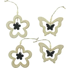 Dekohänger|Frank Handels GmbH & Co. KG Hänger "Schmetterling & Blume", 4er Set