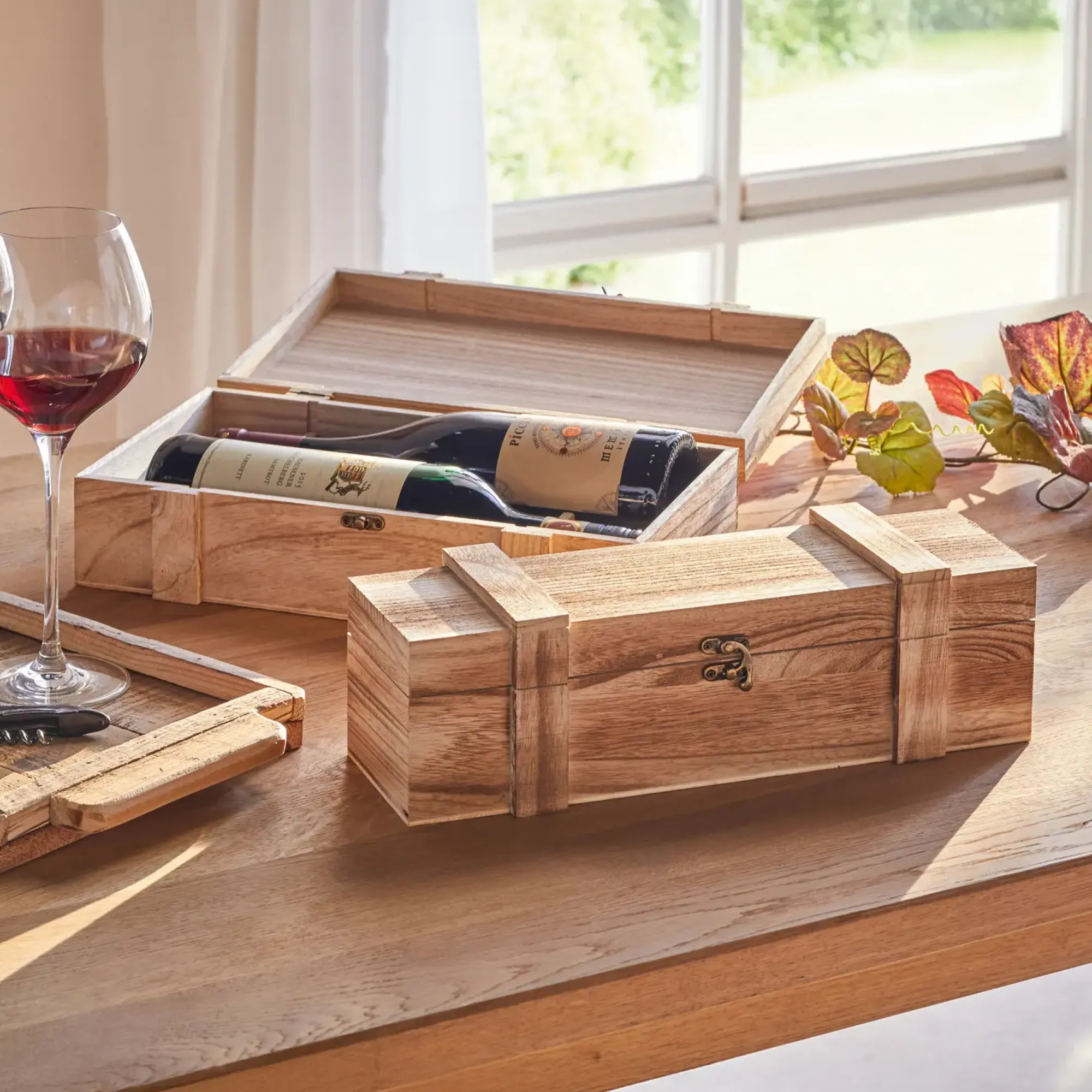 Kisten & Dekoboxen|Truhen|Frank Handels GmbH & Co. KG Holztruhe "Rustikal", für 1 Flasche