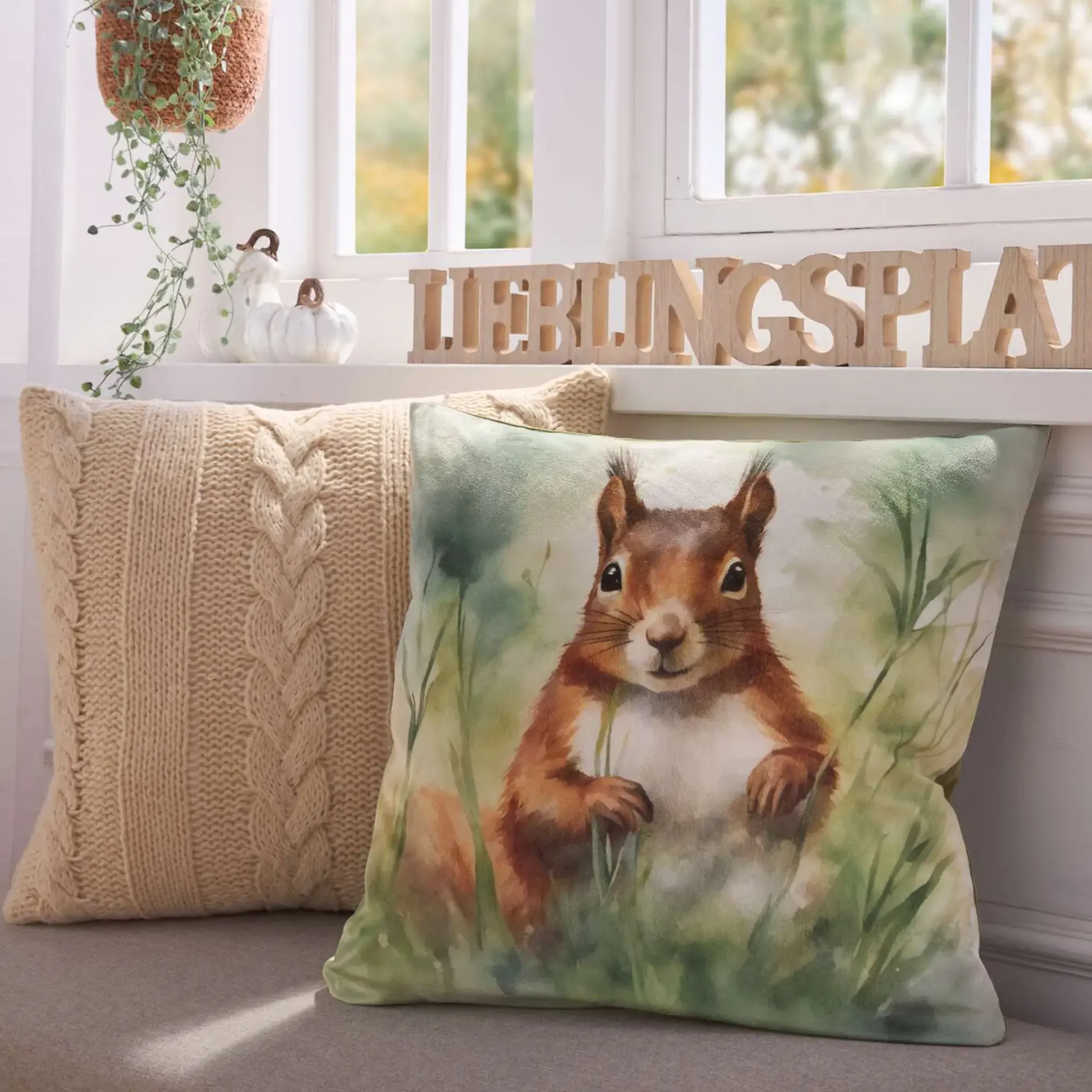 Herbstliche Kissen & Kissenhüllen|Kissenhüllen|Frank Handels GmbH & Co. KG Kissenhülle "Eichhörnchen"