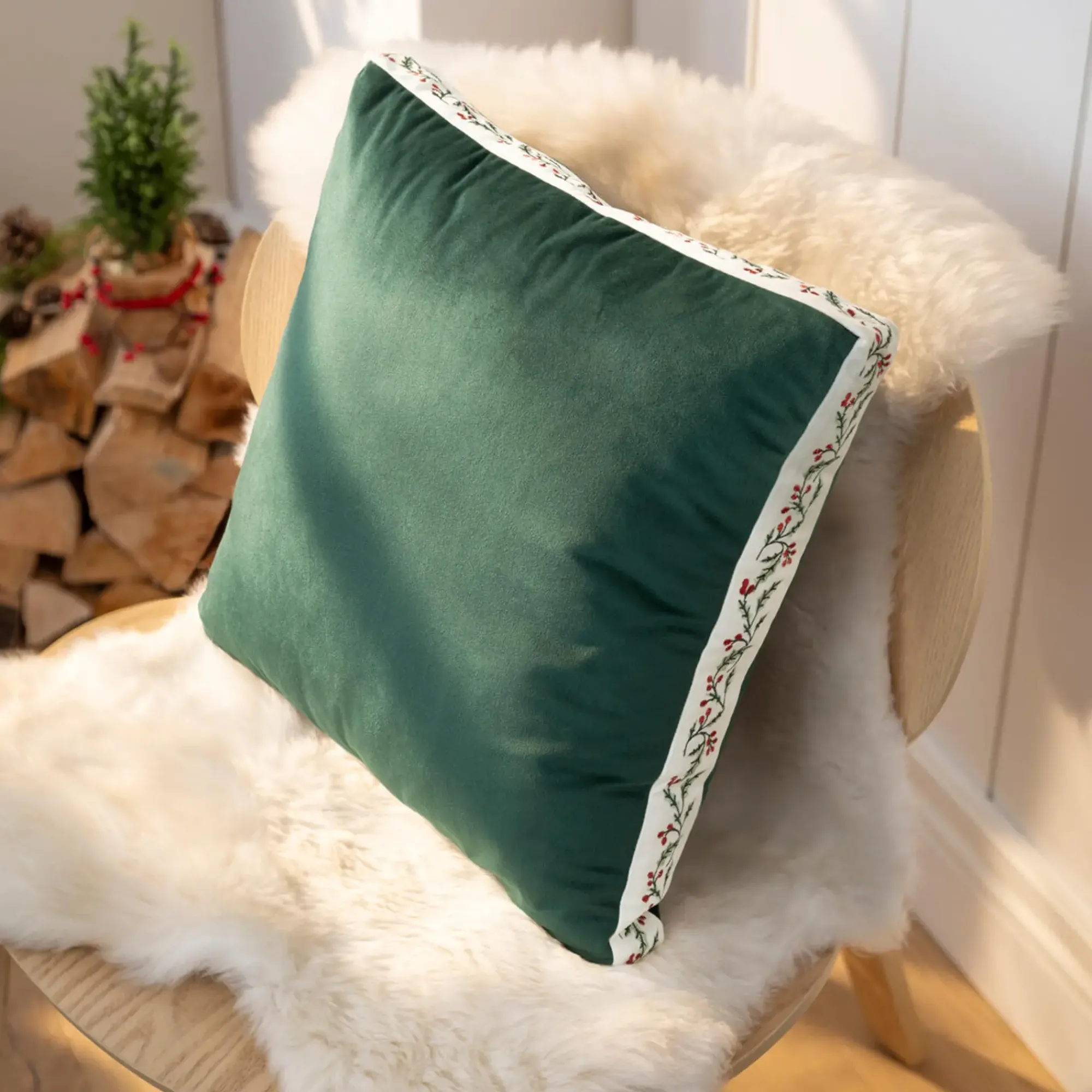 Weihnachtliche Kissen & Kissenhüllen|Frank Handels GmbH & Co. KG Kissen "Holly Green"