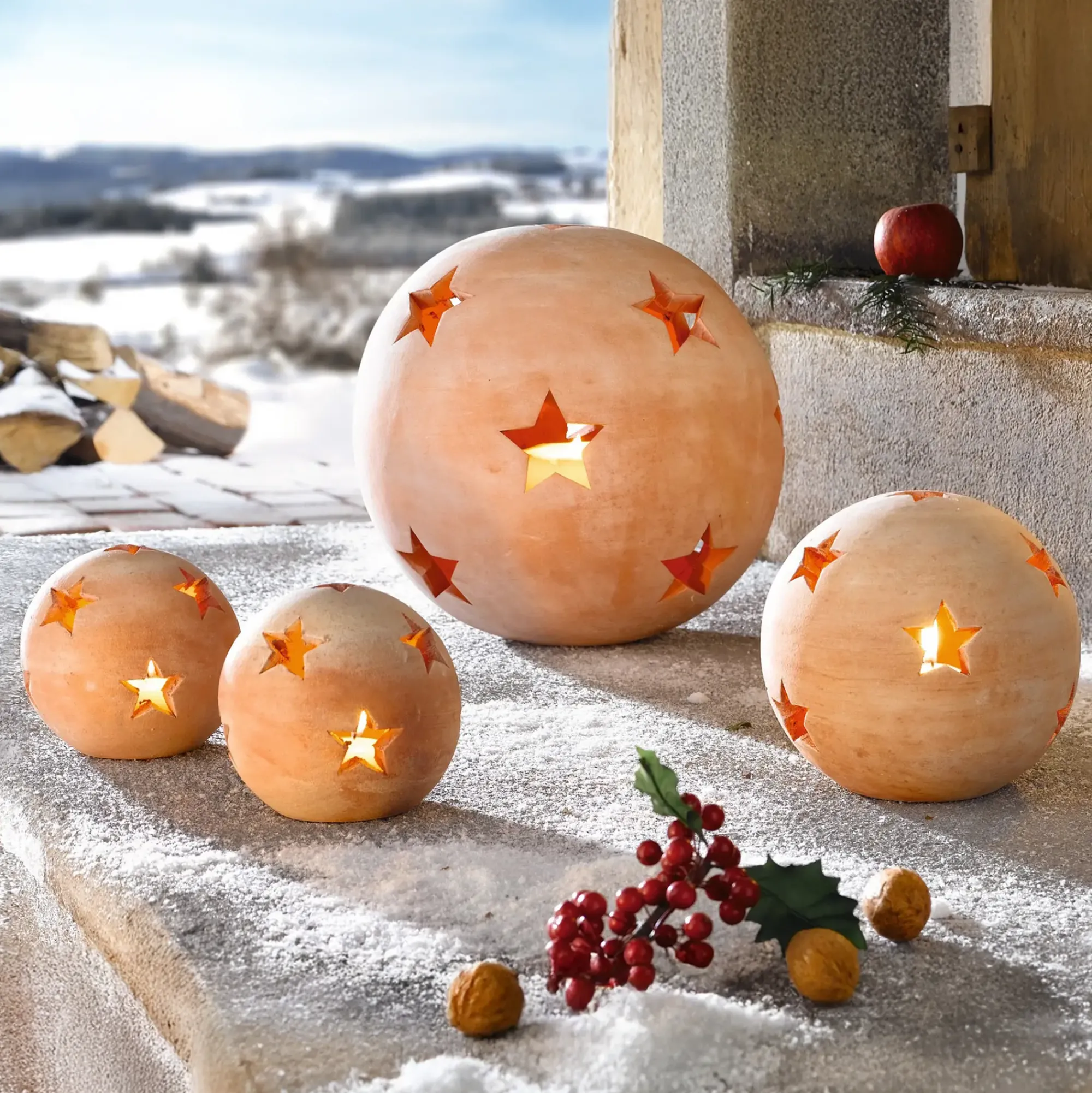Weihnachtliche Dekokugeln|Weihnachtliche Gartendeko|Frank Handels GmbH & Co. KG Kugel "Sterne", groß
