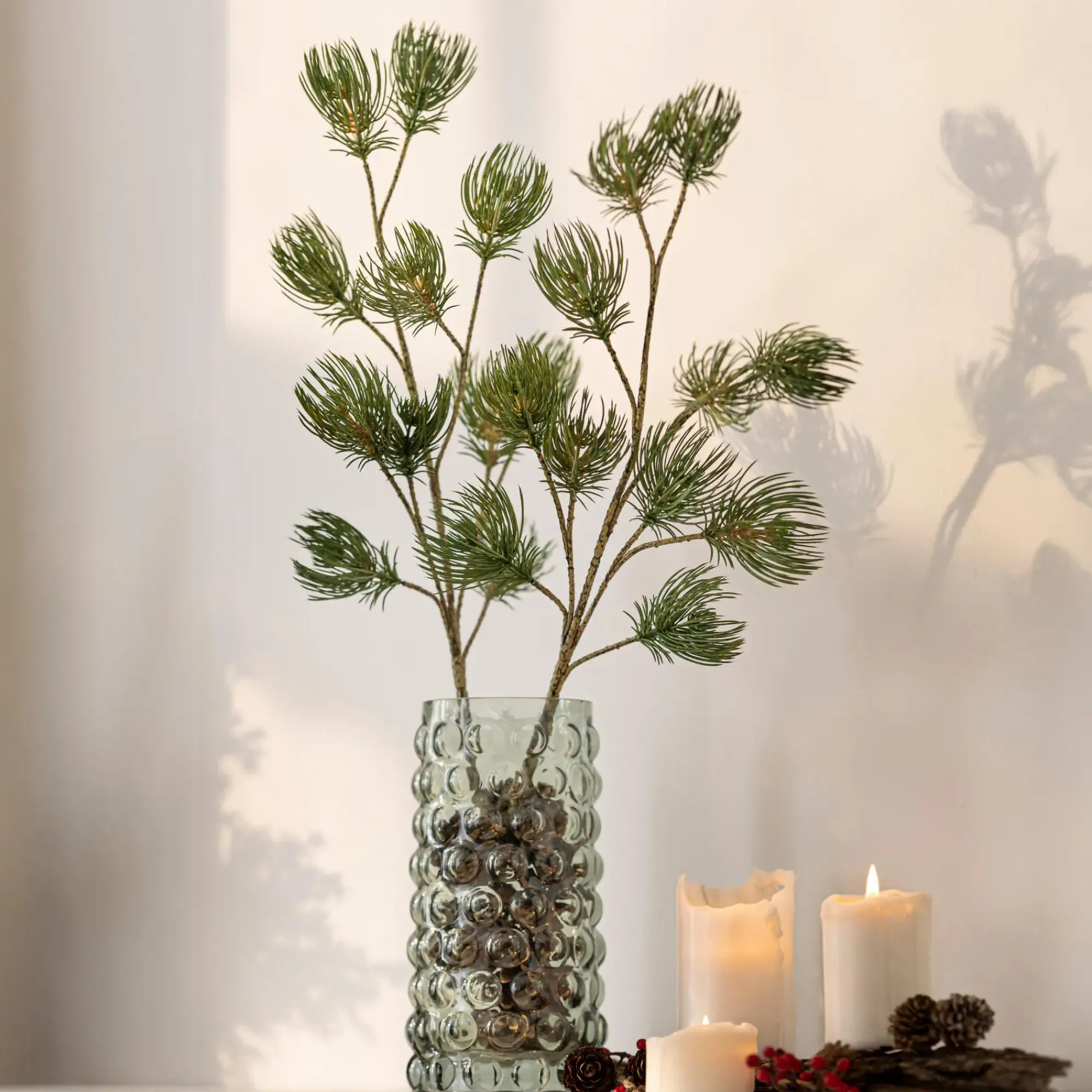 Zubehör Für Adventskränze|Kunstpflanzen|Frank Handels GmbH & Co. KG Kunstzweig "Pinie", 2er Set