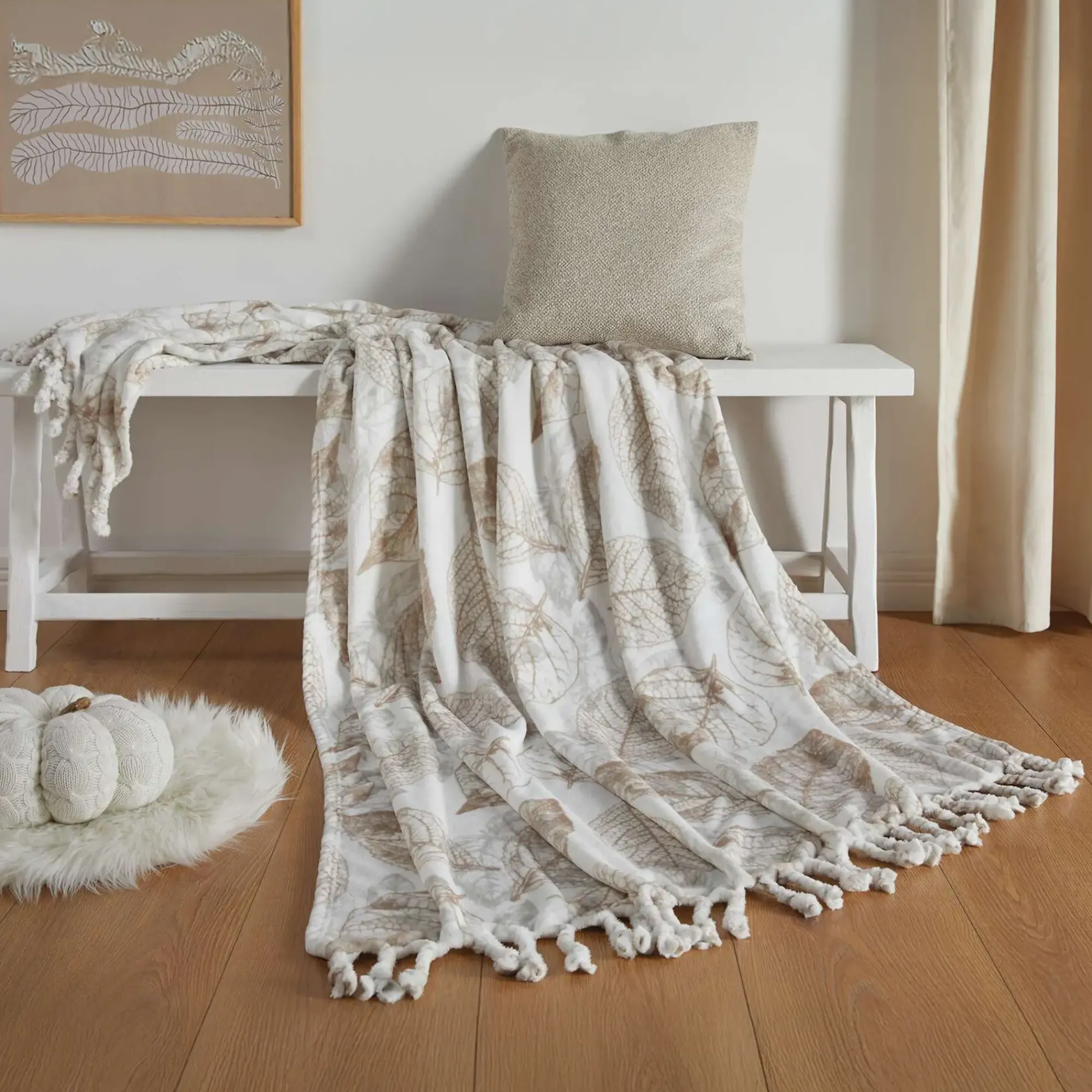 Weihnachtliche Kuscheldecken|Decken & Kuscheldecken|Frank Handels GmbH & Co. KG Kuscheldecke "Blätter"