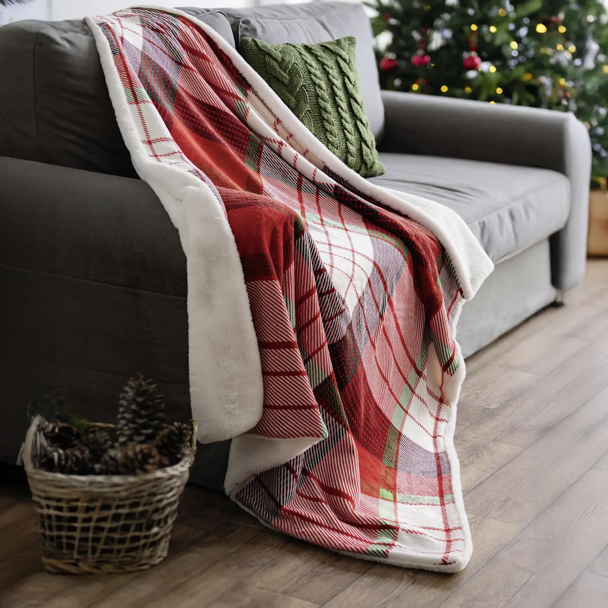 Weihnachtliche Kuscheldecken|Decken & Kuscheldecken|Frank Handels GmbH & Co. KG Kuscheldecke "Weihnachtskaro"