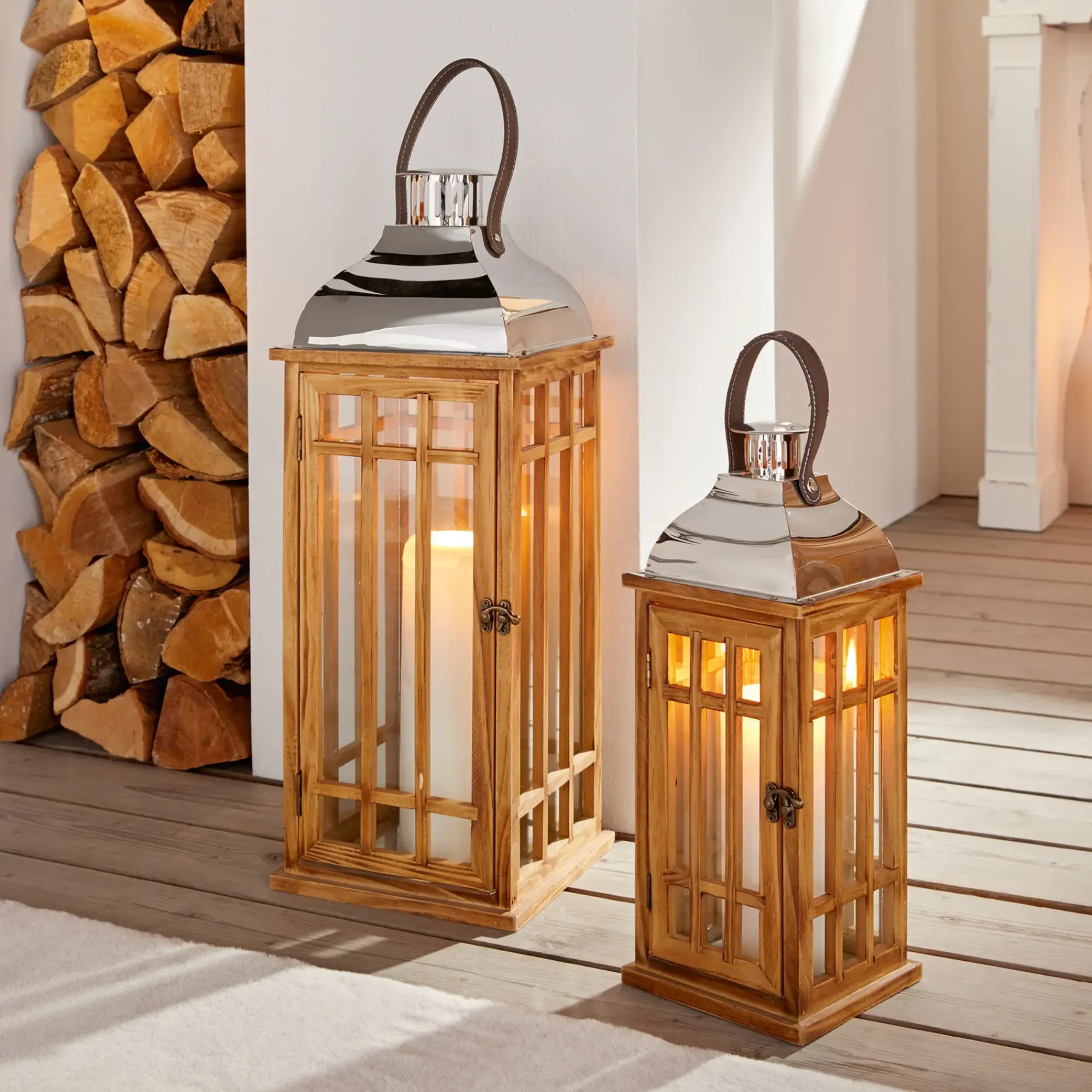 Laternen|Weihnachtslichter|Frank Handels GmbH & Co. KG Laterne "Wood", groß