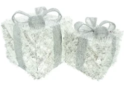 Weihnachtliche Led-Deko|Frank Handels GmbH & Co. KG LED-Geschenk "Silberglimmer", 2er Set
