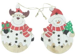 Dekohänger|Weihnachtliche Led-Leuchthänger|Frank Handels GmbH & Co. KG LED-Hänger "Schneemann & Elch", 2er Set