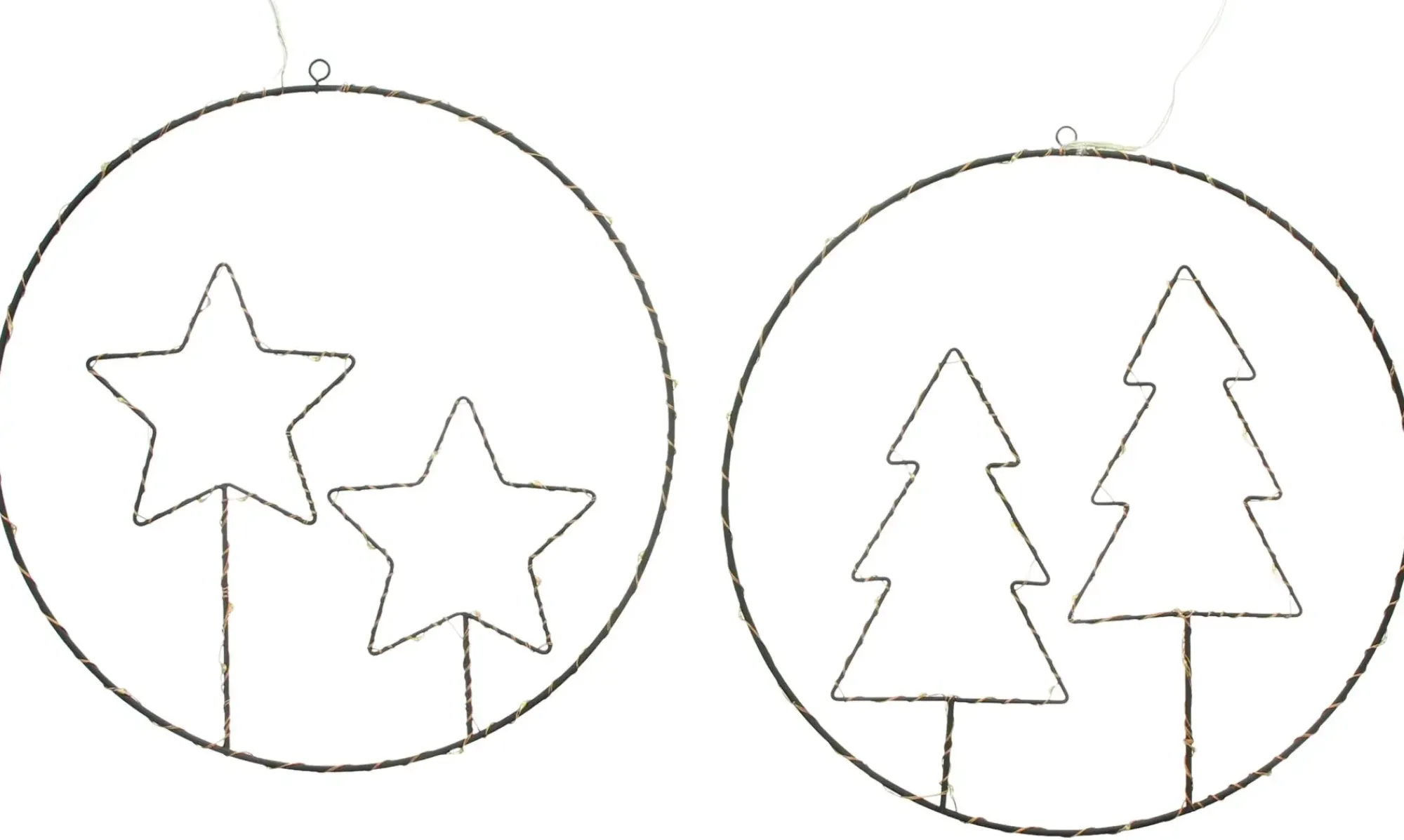 Dekohänger|Weihnachtliche Dekoringe|Frank Handels GmbH & Co. KG LED-Hänger "Sterne & Tannen", 2er Set