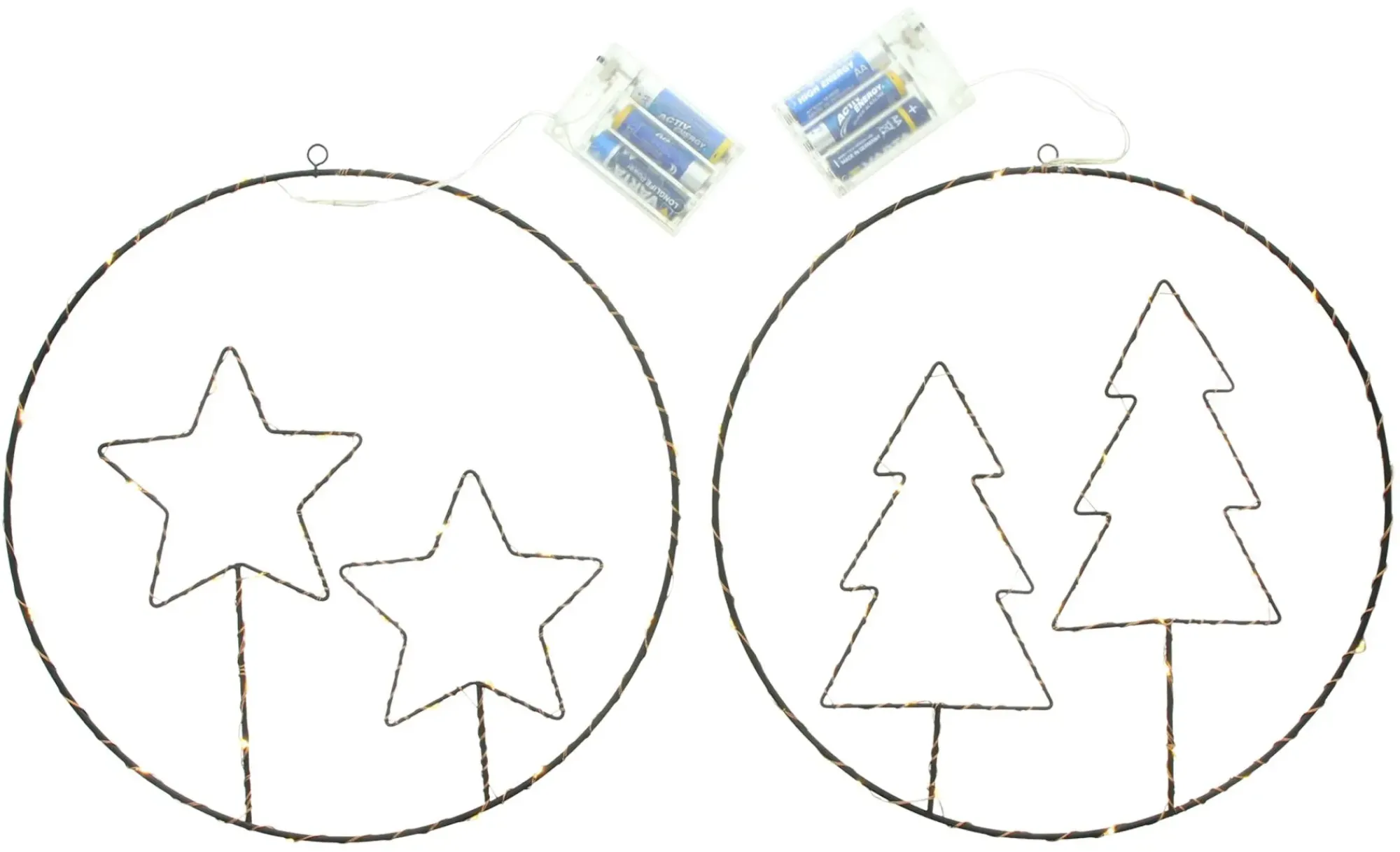 Dekohänger|Weihnachtliche Dekoringe|Frank Handels GmbH & Co. KG LED-Hänger "Sterne & Tannen", 2er Set