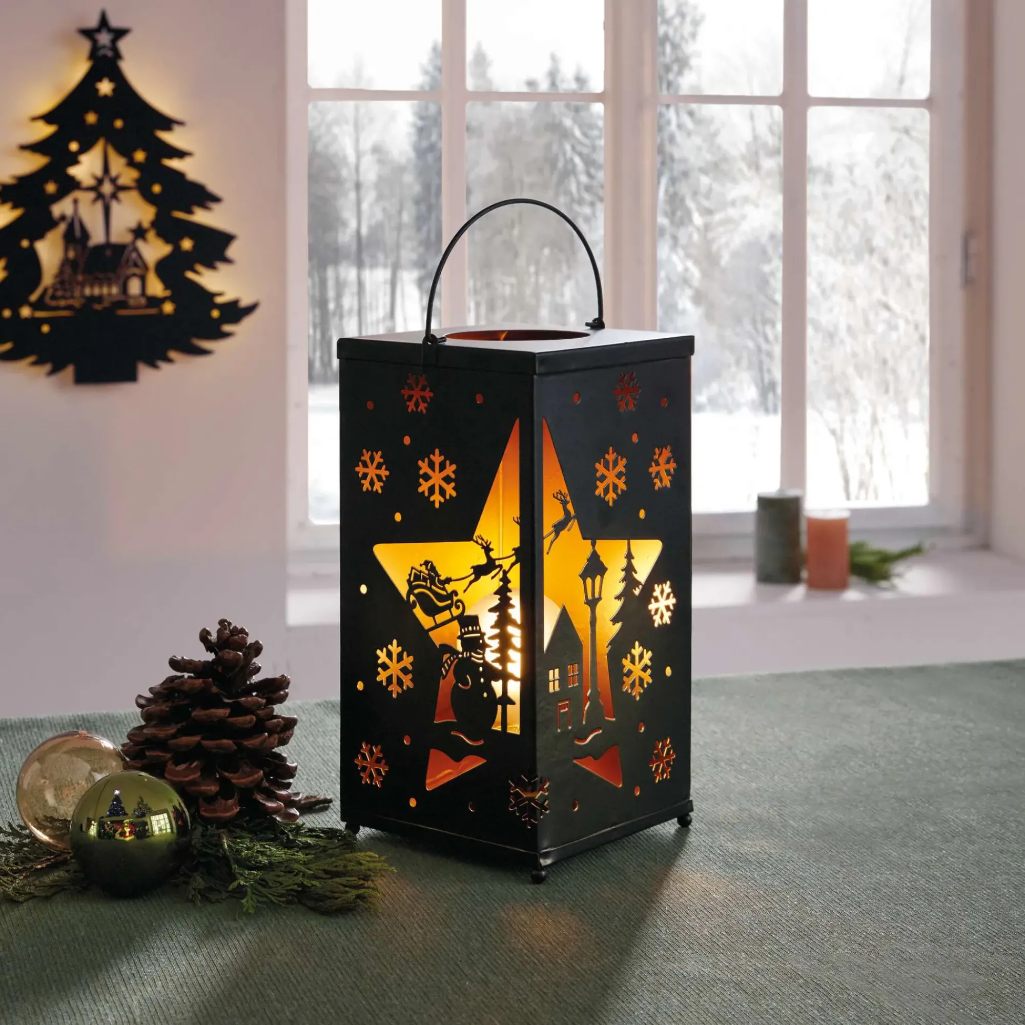 Weihnachtliche Led-Deko|Weihnachtslichter|Frank Handels GmbH & Co. KG LED-Laterne "Winterlandschaft"