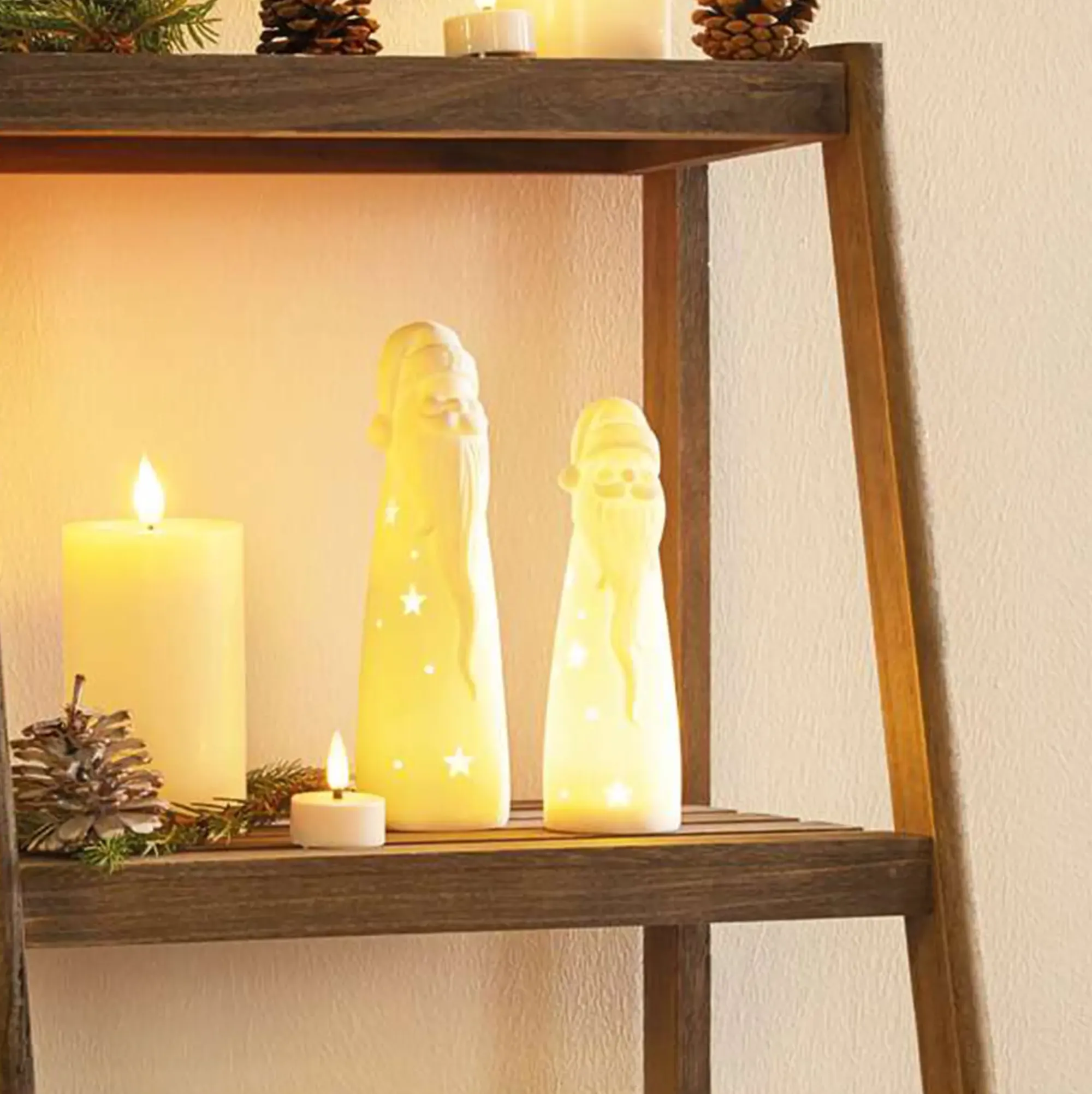 Weihnachtsmänner|Weihnachtliche Led-Deko|Frank Handels GmbH & Co. KG LED-Santa "White", 2er Set