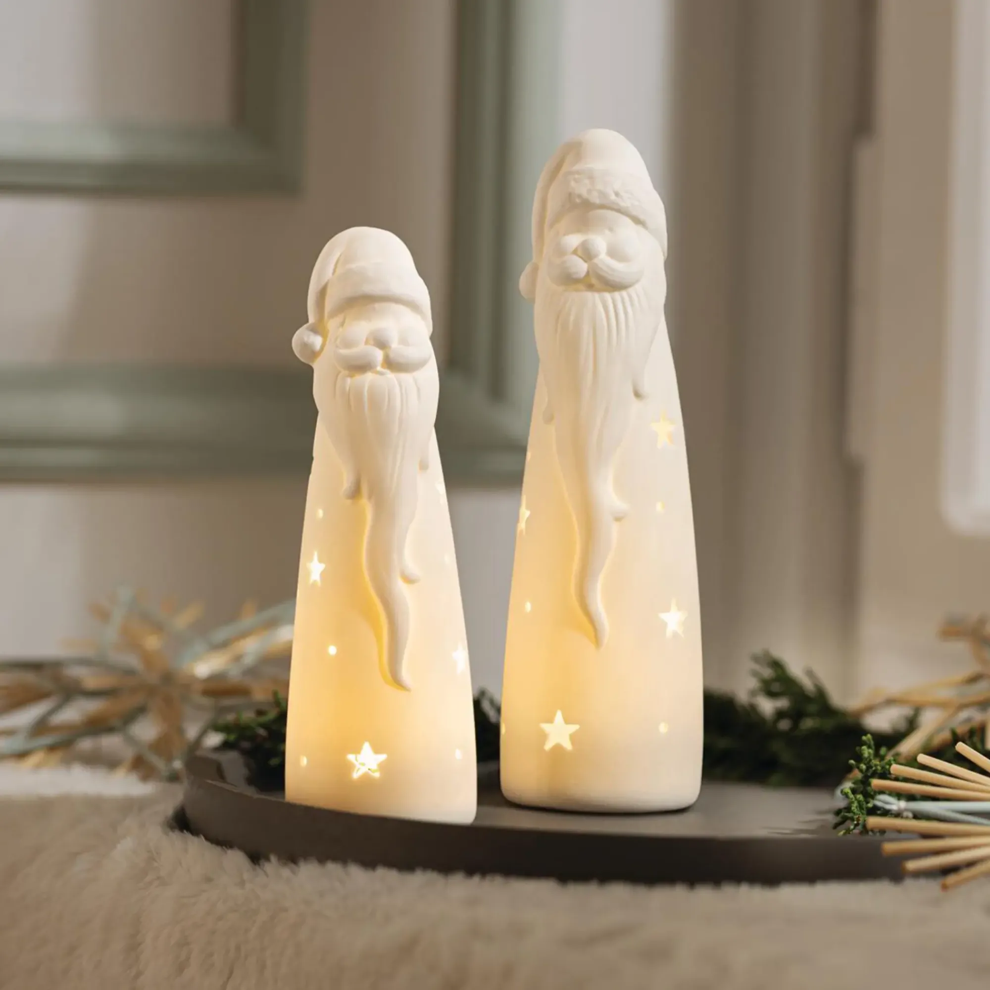 Weihnachtsmänner|Weihnachtliche Led-Deko|Frank Handels GmbH & Co. KG LED-Santa "White", 2er Set