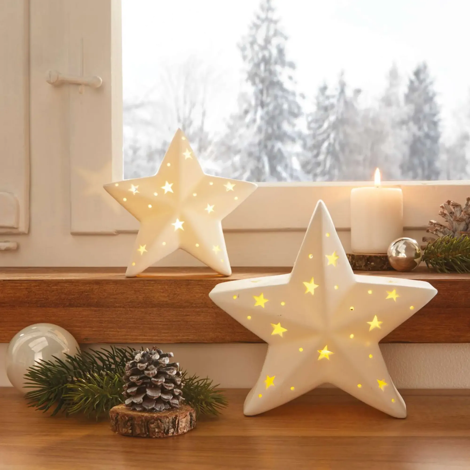 Weihnachtliche Led-Deko|Sterne|Frank Handels GmbH & Co. KG LED-Stern "White", 2er Set