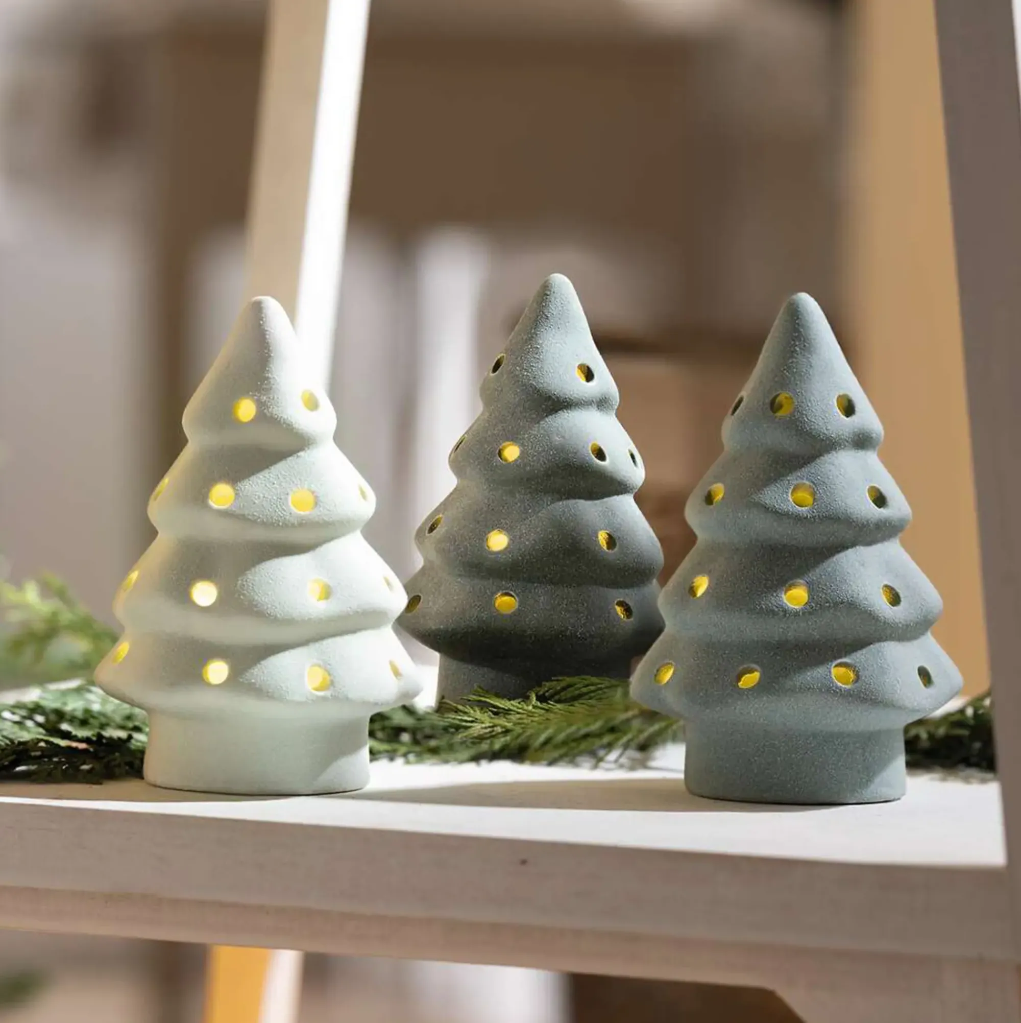 Tannenbäume|Weihnachtliche Led-Deko|Frank Handels GmbH & Co. KG LED-Tanne "Green Shades", 3er Set
