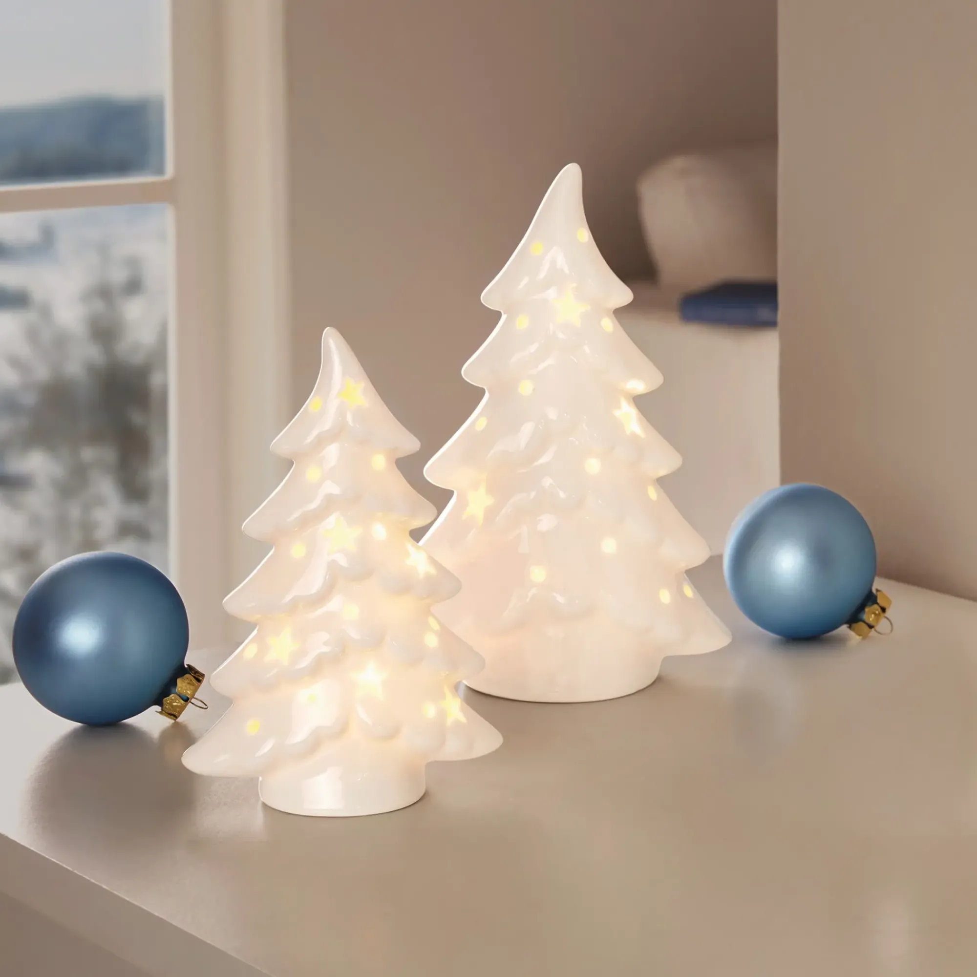 Tannenbäume|Weihnachtliche Led-Deko|Frank Handels GmbH & Co. KG LED-Tanne "Schneezauber", 2er Set