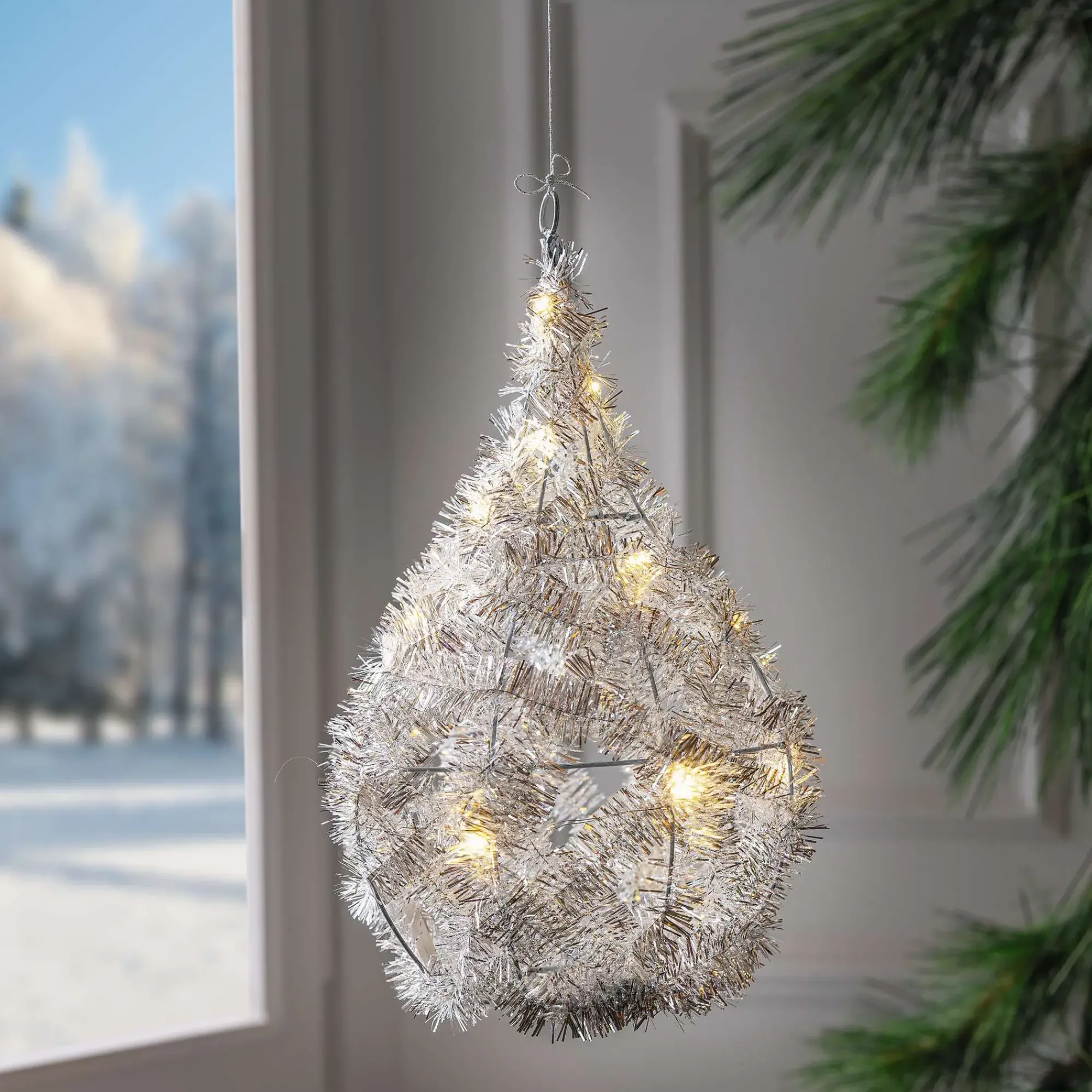 Dekohänger|Weihnachtliche Led-Leuchthänger|Frank Handels GmbH & Co. KG LED-Tropfen "Silberglimmer"