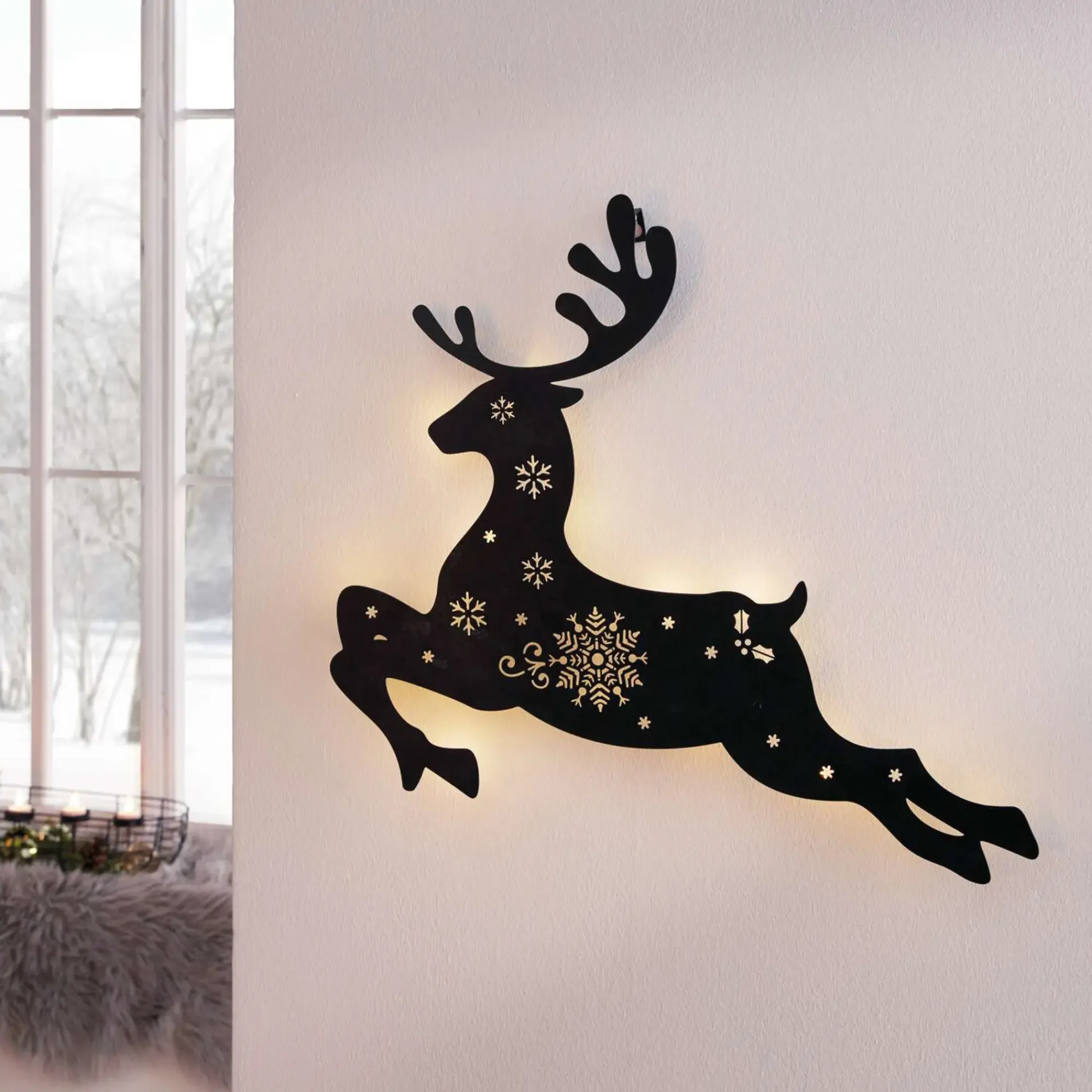 Weihnachtliche Wanddeko|Weihnachtliche Led-Leuchthänger|Frank Handels GmbH & Co. KG LED-Wanddeko "Rentier"