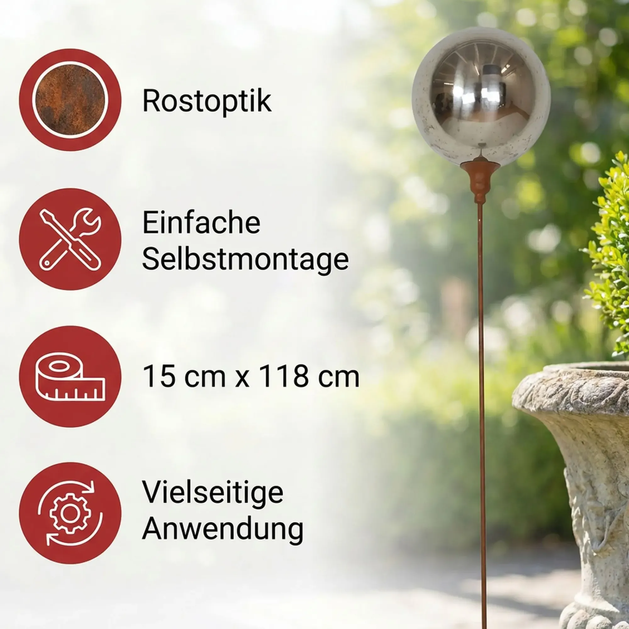 Herbstgarten|Weihnachtliche Gartenstecker|Frank Handels GmbH & Co. KG Metallstecker "Kugel"
