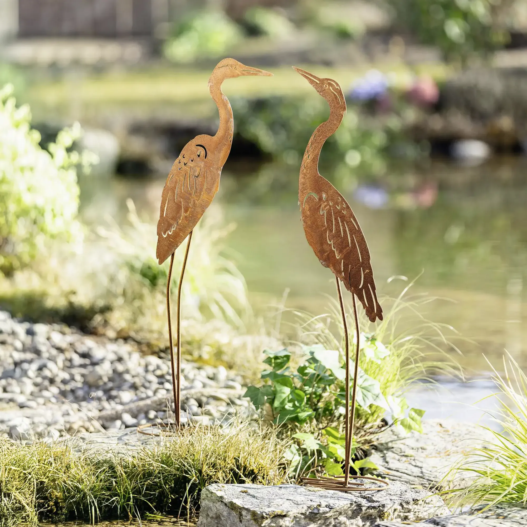 Gartenfiguren|Dekofiguren|Frank Handels GmbH & Co. KG Metallvogel "Rost", 2er Set